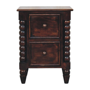 English Elm Solid Wood Handcrafted Spindle Leg Nightstand for Farmhouse and Cottage Bedrooms B182P490945