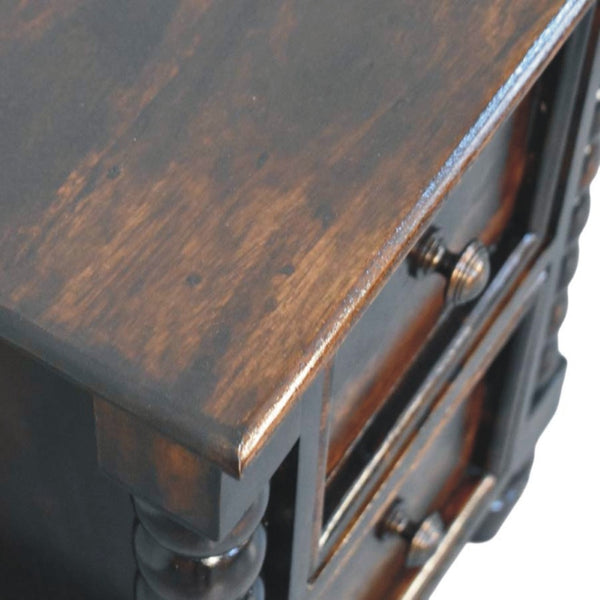 English Elm Solid Wood Handcrafted Spindle Leg Nightstand for Farmhouse and Cottage Bedrooms B182P490945