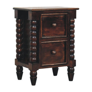 English Elm Solid Wood Handcrafted Spindle Leg Nightstand for Farmhouse and Cottage Bedrooms B182P490945