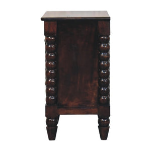 English Elm Solid Wood Handcrafted Spindle Leg Nightstand for Farmhouse and Cottage Bedrooms B182P490945