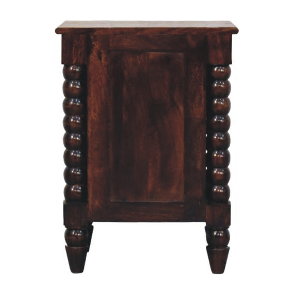 English Elm Solid Wood Handcrafted Spindle Leg Nightstand for Farmhouse and Cottage Bedrooms B182P490945