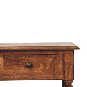 English Elm Solid Wood Handcrafted Side Table with Open Shelf and Turned Legs for Any Room B182P490950