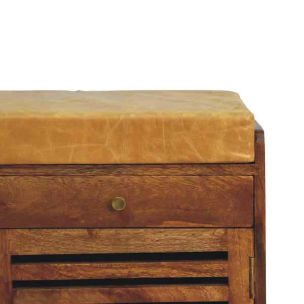 English Elm Solid Wood Handcrafted Entryway Bench with Built-in Shoe Storage for Mudrooms B182P490951
