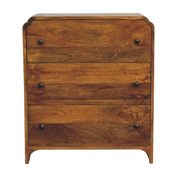 English Elm Solid Wood Storage Chest with Scalloped Detailing Handcrafted for Bedroom or Entryway B182P490952