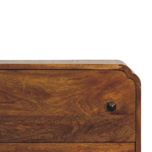 English Elm Solid Wood Storage Chest with Scalloped Detailing Handcrafted for Bedroom or Entryway B182P490952