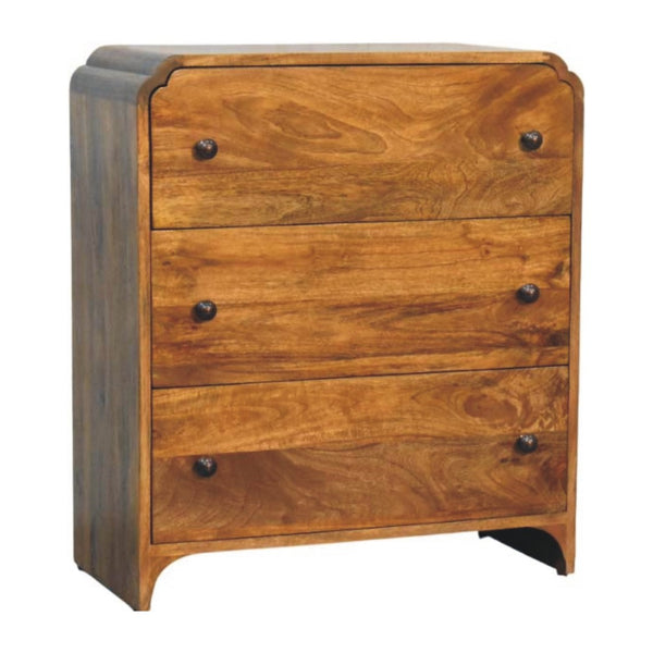 English Elm Solid Wood Storage Chest with Scalloped Detailing Handcrafted for Bedroom or Entryway B182P490952