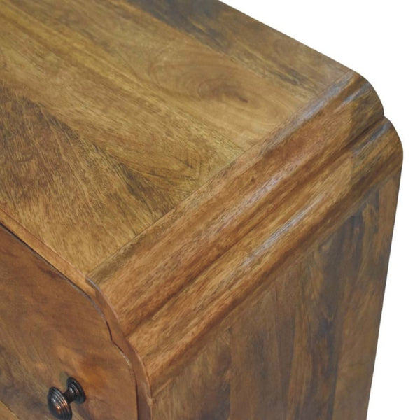 English Elm Solid Wood Storage Chest with Scalloped Detailing Handcrafted for Bedroom or Entryway B182P490952