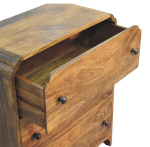 English Elm Solid Wood Storage Chest with Scalloped Detailing Handcrafted for Bedroom or Entryway B182P490952