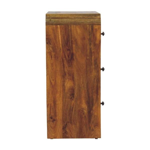 English Elm Solid Wood Storage Chest with Scalloped Detailing Handcrafted for Bedroom or Entryway B182P490952