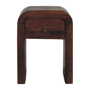 English Elm Solid Wood Handcrafted Curved Nightstand Sculptural Artisan Bedside Table for Modern Bedroom B182P490953
