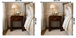English Elm Solid Wood Handcrafted Curved Nightstand Sculptural Artisan Bedside Table for Modern Bedroom B182P490953
