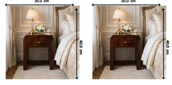 English Elm Solid Wood Handcrafted Curved Nightstand Sculptural Artisan Bedside Table for Modern Bedroom B182P490953