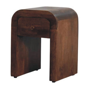 English Elm Solid Wood Handcrafted Curved Nightstand Sculptural Artisan Bedside Table for Modern Bedroom B182P490953