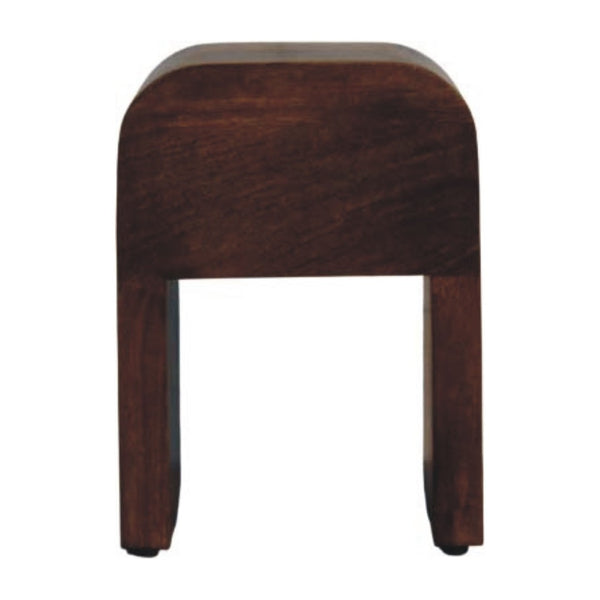 English Elm Solid Wood Handcrafted Curved Nightstand Sculptural Artisan Bedside Table for Modern Bedroom B182P490953
