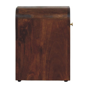English Elm Solid Wood Handcrafted Curved Nightstand Sculptural Artisan Bedside Table for Modern Bedroom B182P490953