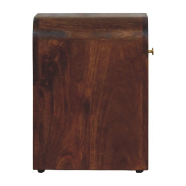 English Elm Solid Wood Handcrafted Curved Nightstand Sculptural Artisan Bedside Table for Modern Bedroom B182P490953