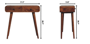 English Elm Solid Wood Handcrafted Two Drawer Entryway Console Table with Curved Apron Detail B182P490955