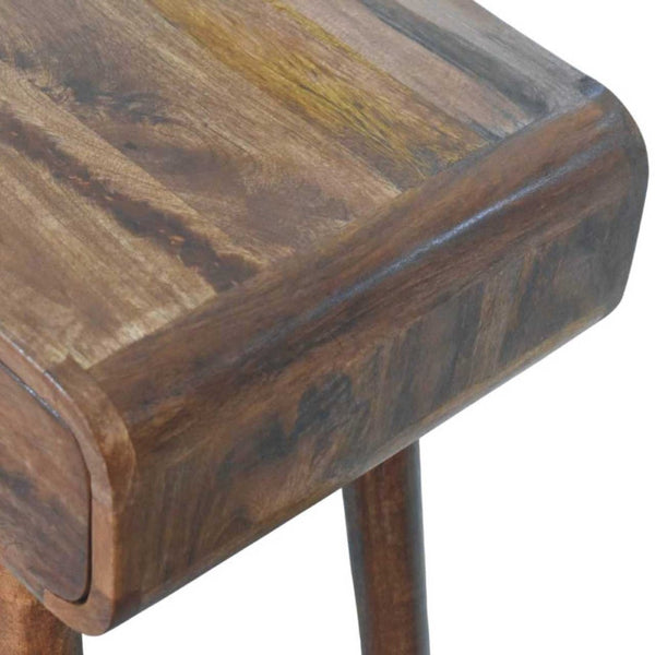 English Elm Solid Wood Handcrafted Two Drawer Entryway Console Table with Curved Apron Detail B182P490955