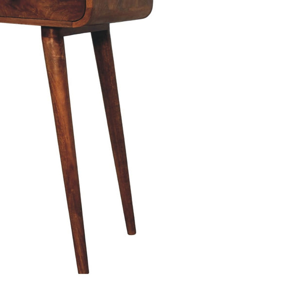 English Elm Solid Wood Handcrafted Two Drawer Entryway Console Table with Curved Apron Detail B182P490955
