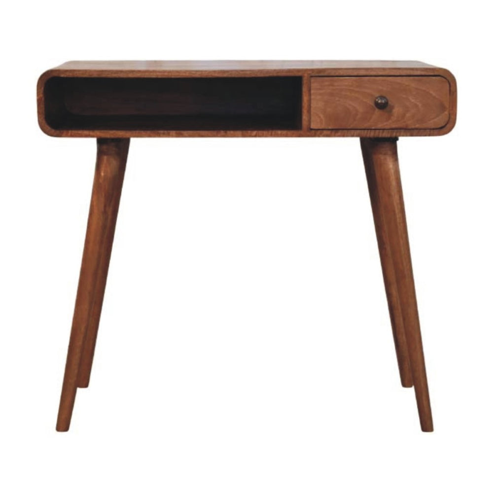 English Elm Solid Wood Handcrafted Writing Desk with Curved Edge for Home Office or Bedroom B182P490956