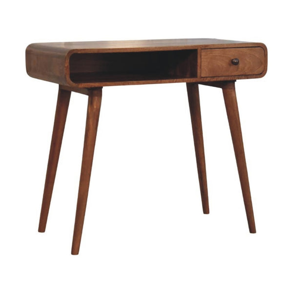 English Elm Solid Wood Handcrafted Writing Desk with Curved Edge for Home Office or Bedroom B182P490956