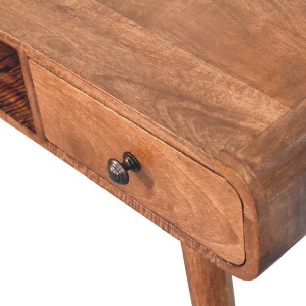 English Elm Solid Wood Handcrafted Writing Desk with Curved Edge for Home Office or Bedroom B182P490956