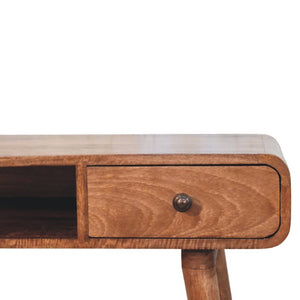 English Elm Solid Wood Handcrafted Writing Desk with Curved Edge for Home Office or Bedroom B182P490956