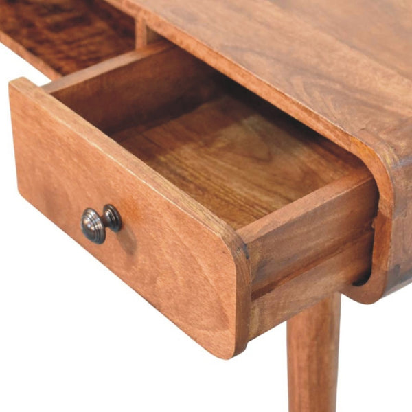 English Elm Solid Wood Handcrafted Writing Desk with Curved Edge for Home Office or Bedroom B182P490956