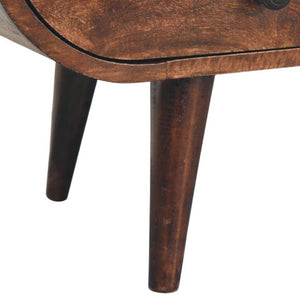 English Elm Solid Walnut Handcrafted Media Console Two Drawer Curved Sculptural Modern Low Profile B182P490957
