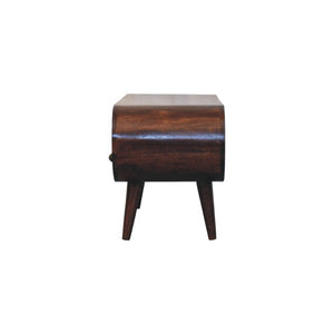 English Elm Solid Walnut Handcrafted Media Console Two Drawer Curved Sculptural Modern Low Profile B182P490957