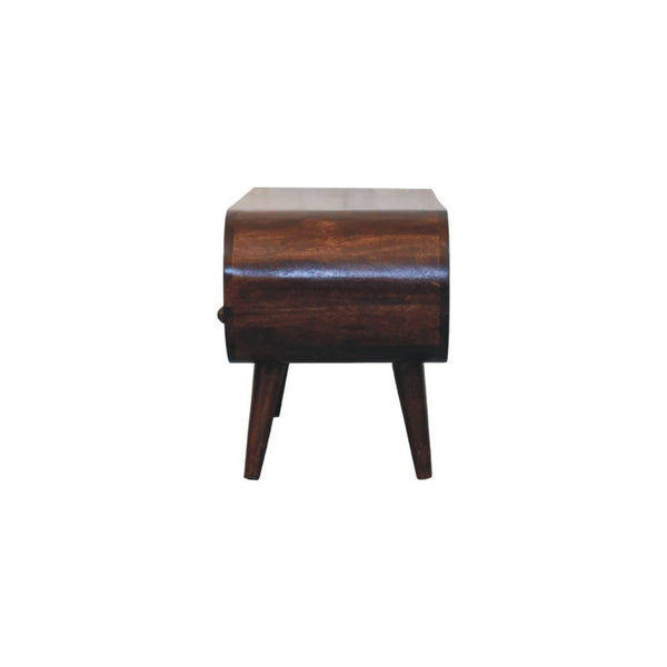 English Elm Solid Walnut Handcrafted Media Console Two Drawer Curved Sculptural Modern Low Profile B182P490957