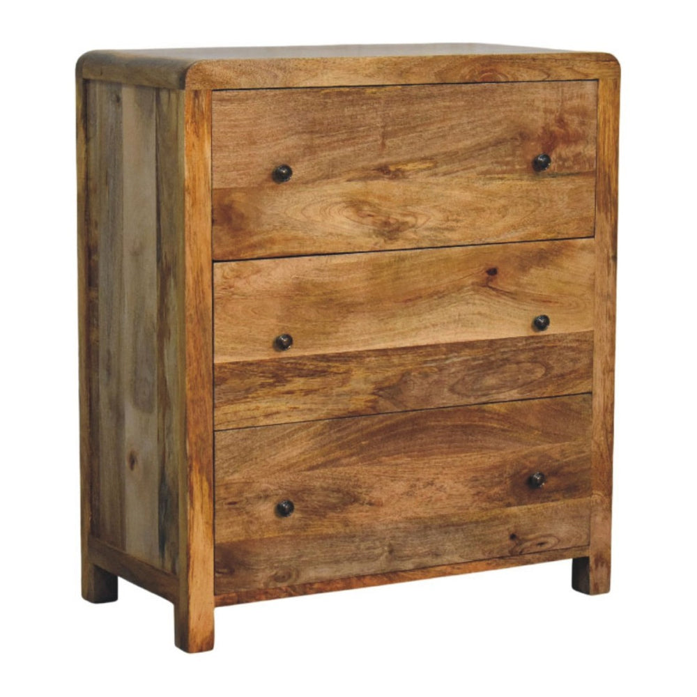 English Elm Solid Wood Three Drawer Chest Handcrafted Storage for Bedroom Hallway or Office B182P490958