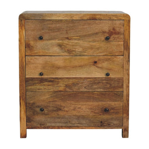 English Elm Solid Wood Three Drawer Chest Handcrafted Storage for Bedroom Hallway or Office B182P490958