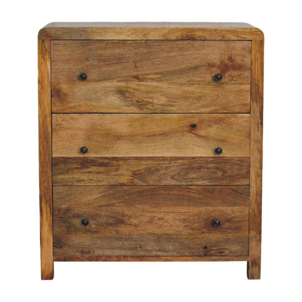 English Elm Solid Wood Three Drawer Chest Handcrafted Storage for Bedroom Hallway or Office B182P490958