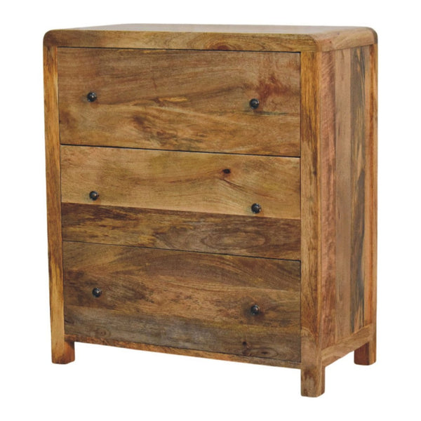 English Elm Solid Wood Three Drawer Chest Handcrafted Storage for Bedroom Hallway or Office B182P490958