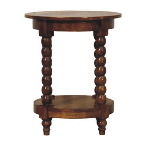 English Elm Solid Wood Handcrafted Round Spindle Leg Side Table for Living Room or Bedroom B182P490959