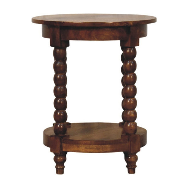 English Elm Solid Wood Handcrafted Round Spindle Leg Side Table for Living Room or Bedroom B182P490959