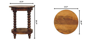 English Elm Solid Wood Handcrafted Round Spindle Leg Side Table for Living Room or Bedroom B182P490959