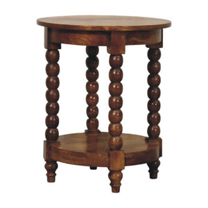 English Elm Solid Wood Handcrafted Round Spindle Leg Side Table for Living Room or Bedroom B182P490959