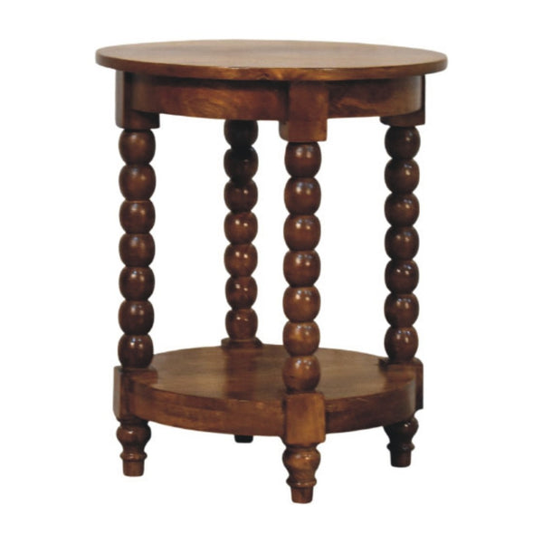 English Elm Solid Wood Handcrafted Round Spindle Leg Side Table for Living Room or Bedroom B182P490959