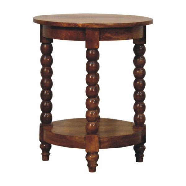 English Elm Solid Wood Handcrafted Round Spindle Leg Side Table for Living Room or Bedroom B182P490959