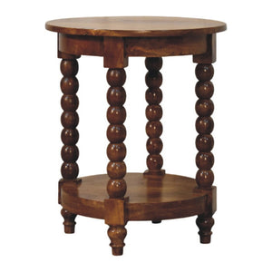 English Elm Solid Wood Handcrafted Round Spindle Leg Side Table for Living Room or Bedroom B182P490959
