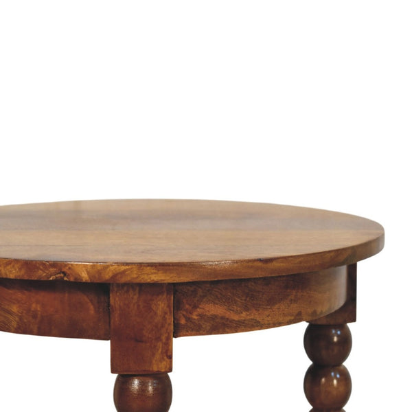 English Elm Solid Wood Handcrafted Round Spindle Leg Side Table for Living Room or Bedroom B182P490959
