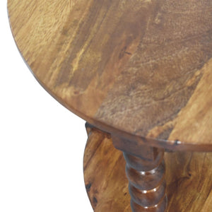 English Elm Solid Wood Handcrafted Round Spindle Leg Side Table for Living Room or Bedroom B182P490959