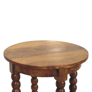 English Elm Solid Wood Handcrafted Round Spindle Leg Side Table for Living Room or Bedroom B182P490959