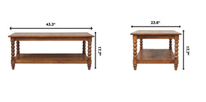 English Elm Solid Wood Spindle Leg Coffee Table with Open Shelf for Farmhouse Living Rooms B182P490960