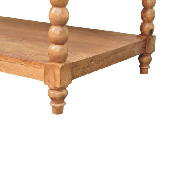 English Elm Solid Wood Spindle Leg Coffee Table with Open Shelf for Farmhouse Living Rooms B182P490960