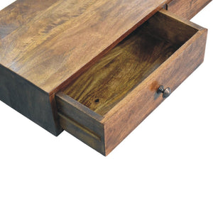 English Elm Solid Wood Handcrafted Slim Console Table Warm Almond Finish for Entryway Hallway B182P490962