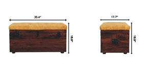 English Elm Solid Walnut Handmade Lift Top Storage Bench with Tan Leather Seat for Entryway B182P490963