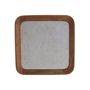 English Elm Solid Wood Handcrafted Marble Top Square Coffee Table for Japandi Living Rooms B182P490964